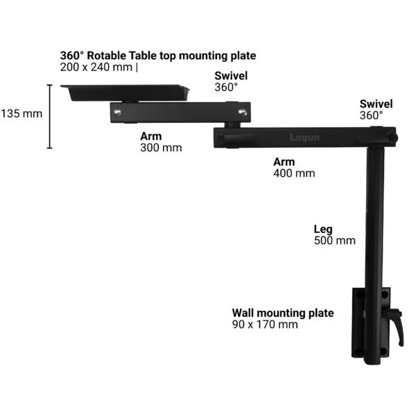 Lagun Tischgestell Set mit zwei Armen und Verbindungsbolzen