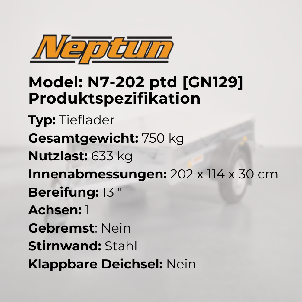 Neptun Pratik N7-202 ptw - Remorque pour voiture