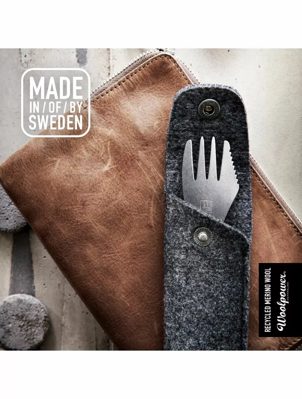 Spork Titanium - knife, fork & spoon in one, with protective bag
