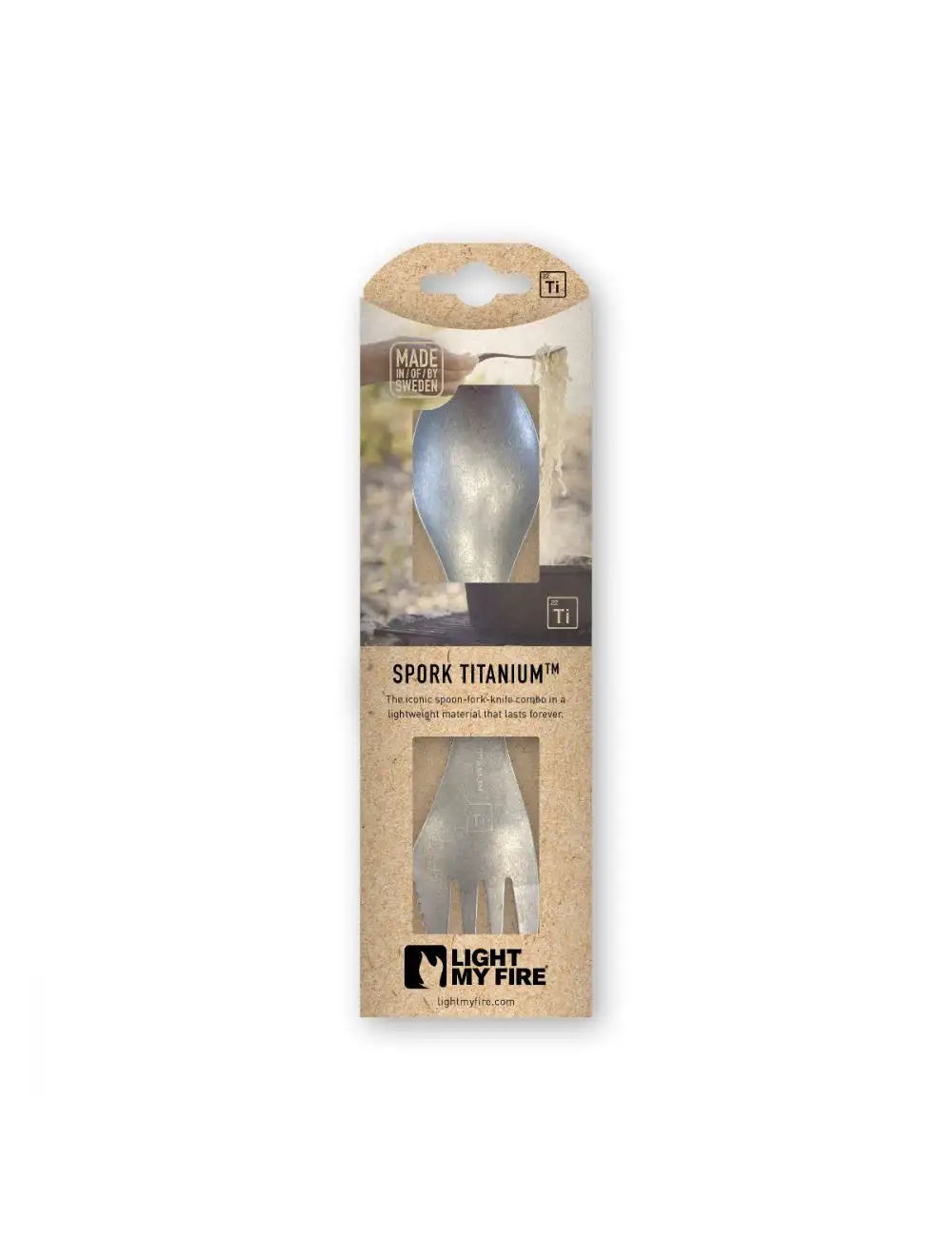 Spork Titanium - knife, fork & spoon in one, with protective bag