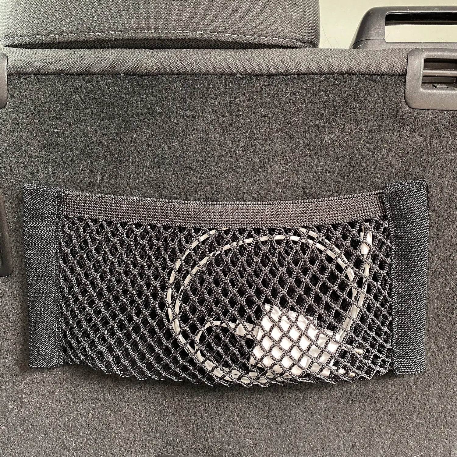 Velcro mesh pocket for car, van, motorhome for extra storage space