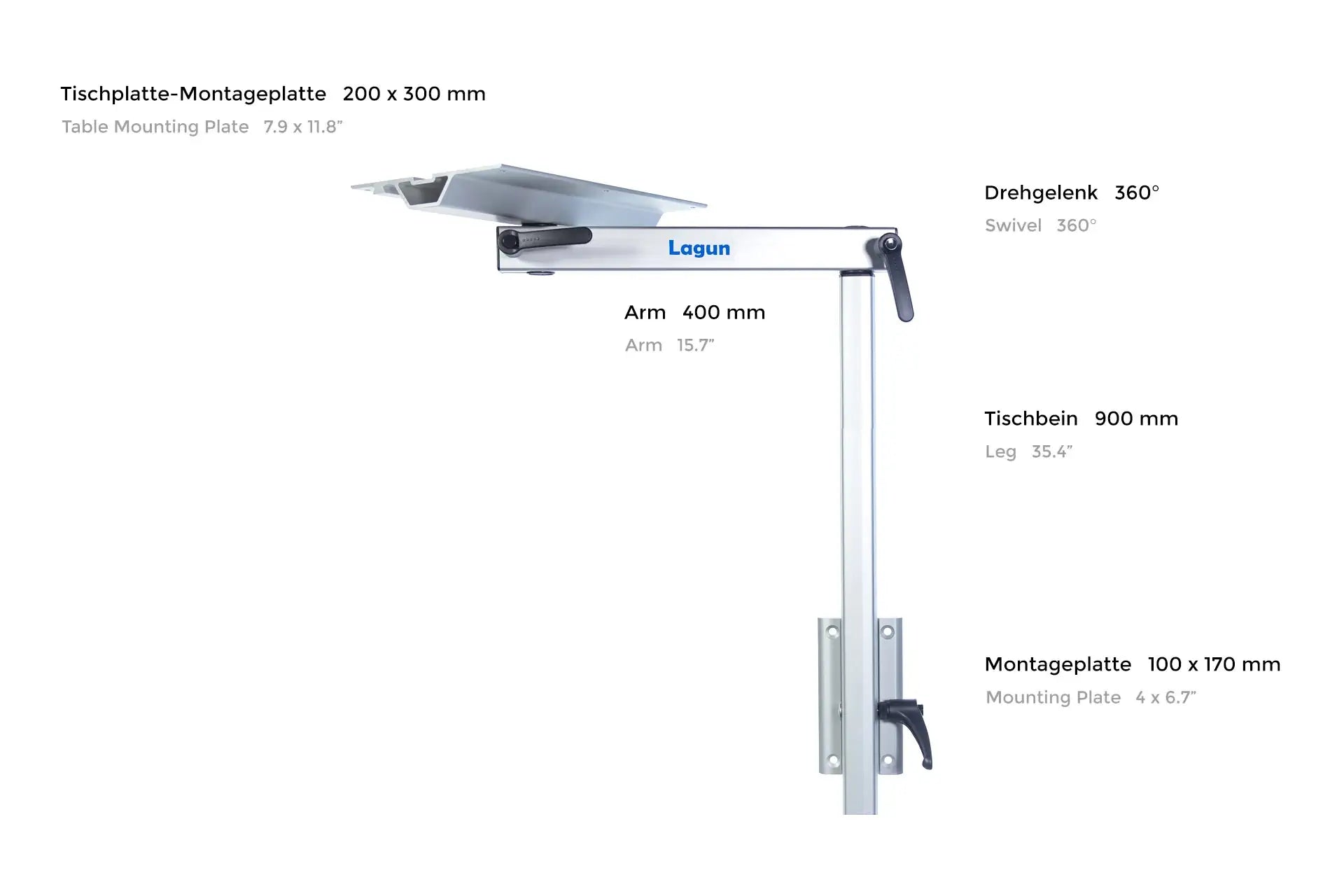 *Stock B* Structure de table Lagun avec pied de table 900 mm