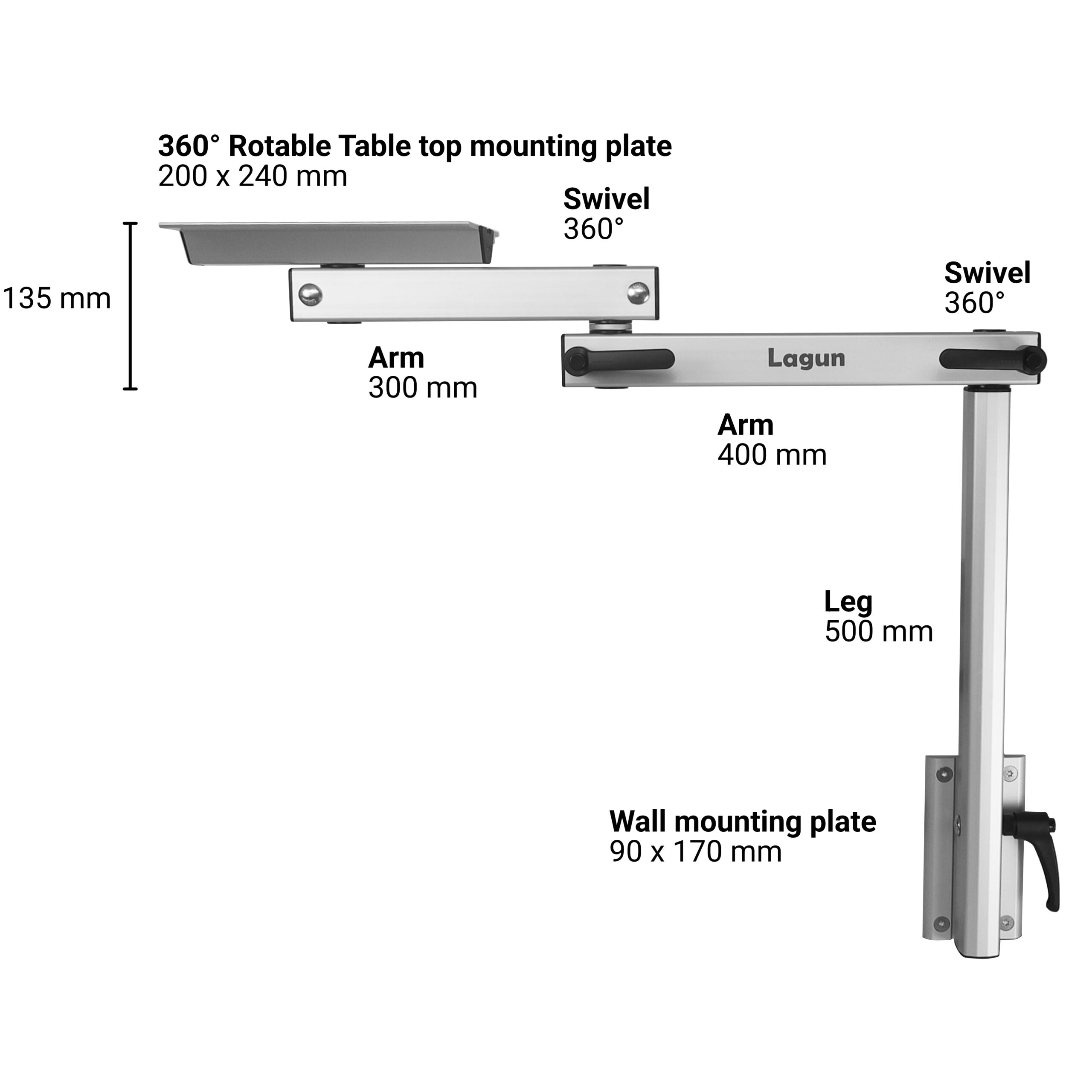 Lagun Tischgestell Set mit zwei Armen und Verbindungsbolzen
