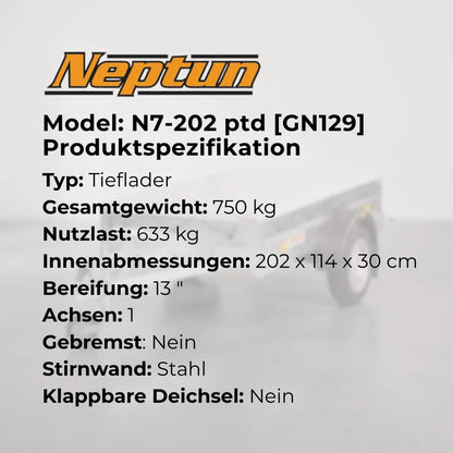 Neptun Pratik N7-202 ptw - Remorque pour voiture