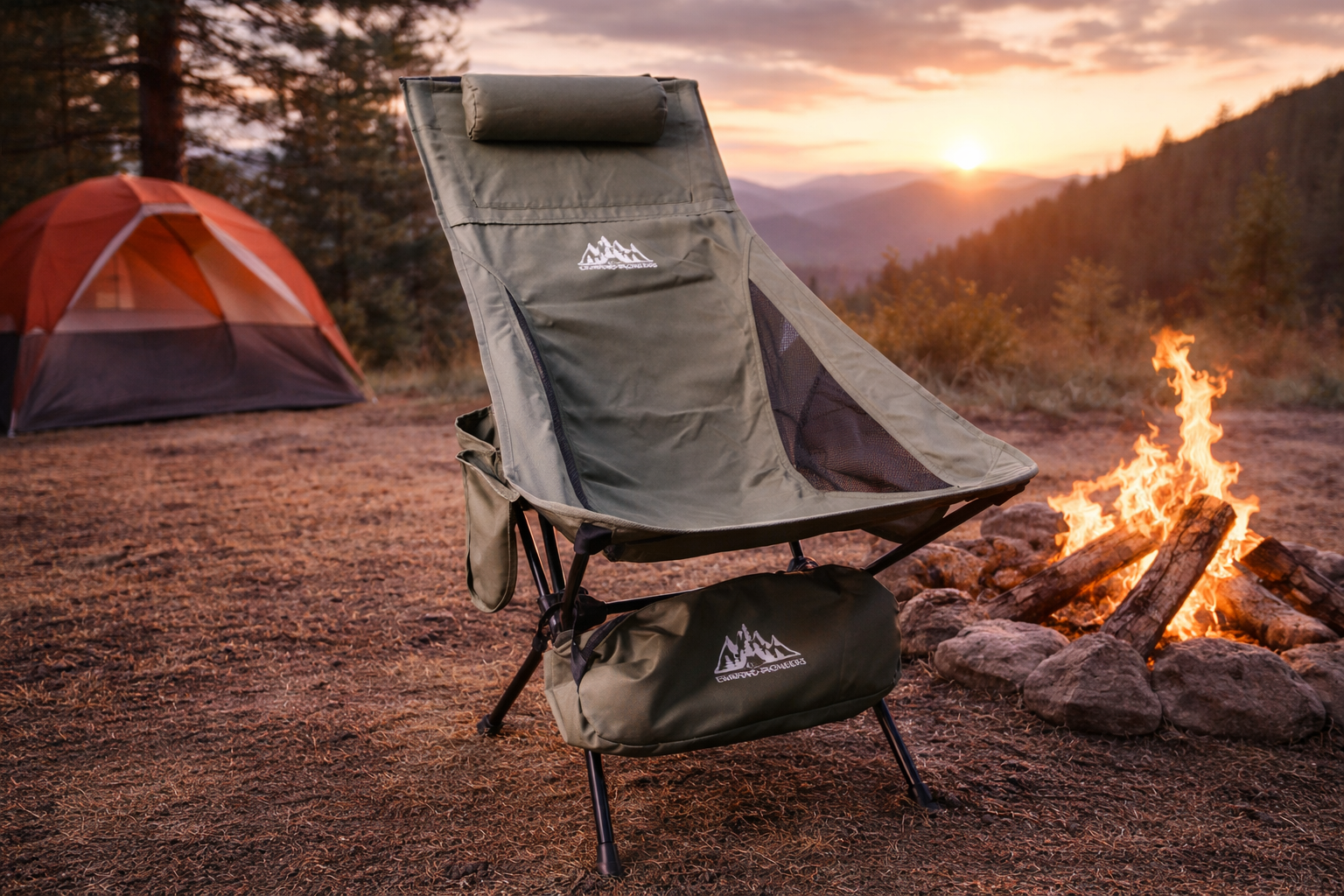 Compact camping chair "Smart Pioneer" - small pack size with plenty of storage space