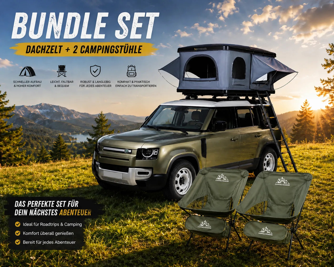 Horntools Dachzelt Themis PopUp ABS Hartschalenzelt – Bundle