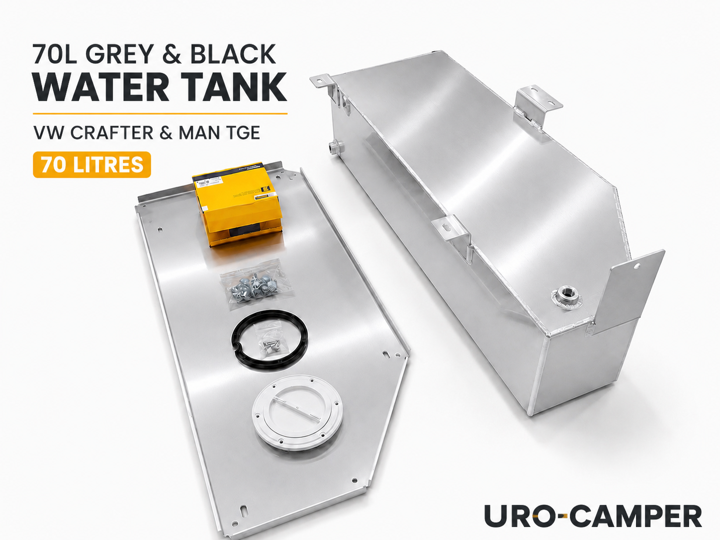 Wassertank 70 l Unterflur aus Aluminium Fahrerseite - Abwasser für MAN TGE VW Crafter ab 2017