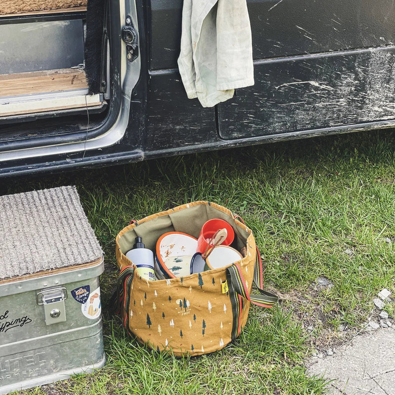 Folding bucket made of fabric in many designs, waterproof camping bucket