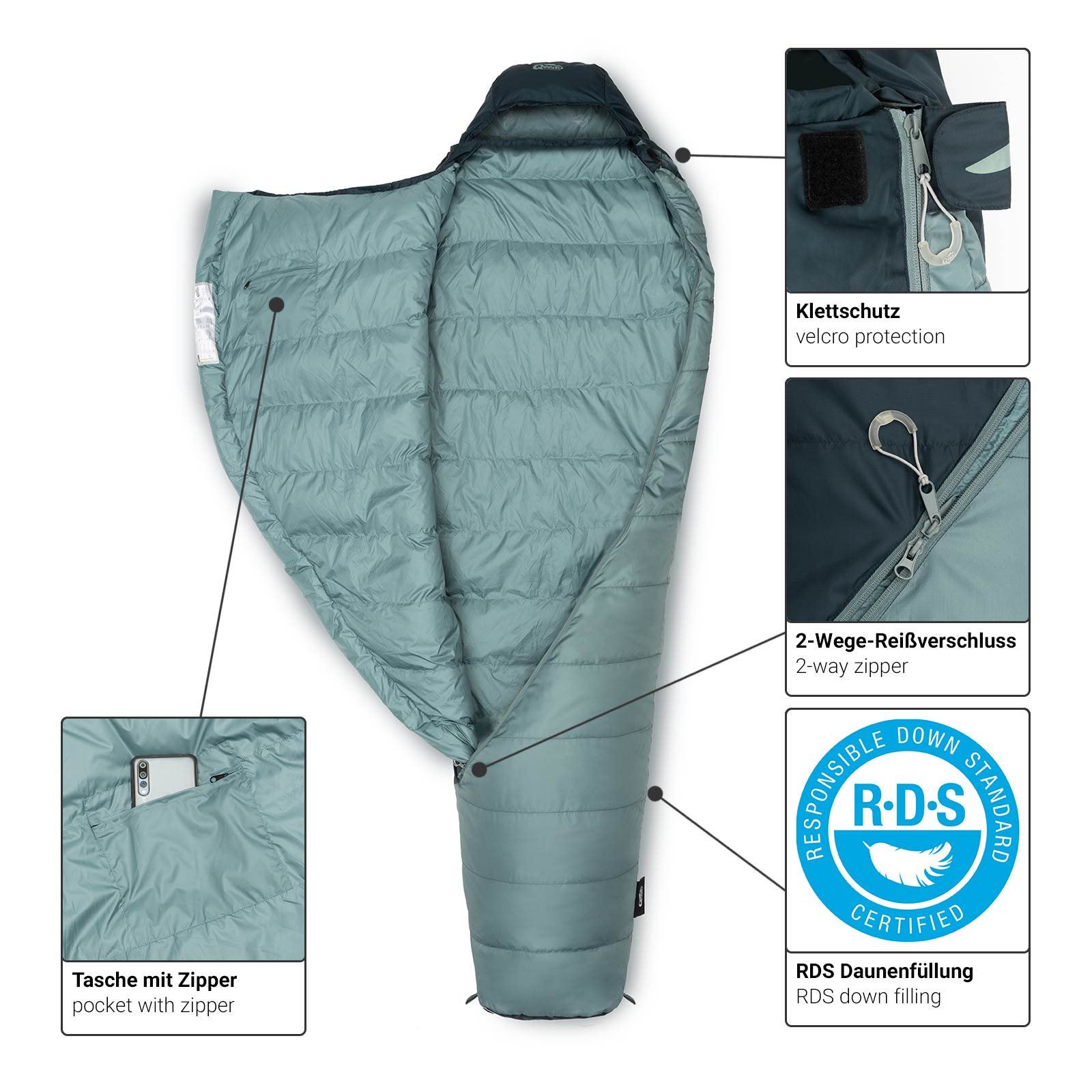 qeedo sleeping bag Asaka, warm down sleeping bag