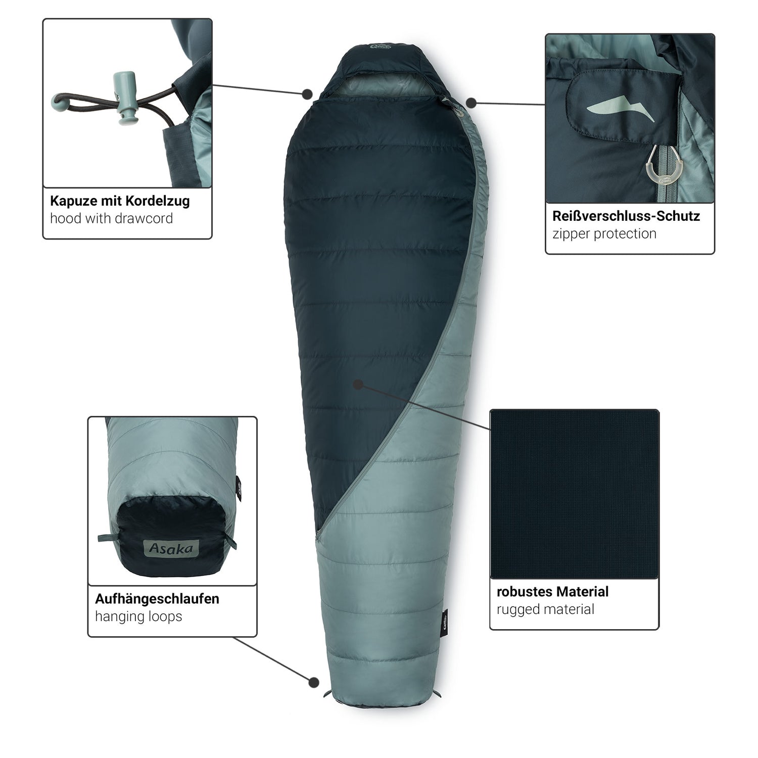 qeedo sleeping bag Asaka, warm down sleeping bag