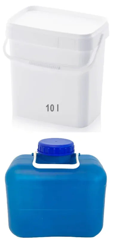 Container set for dry toilet, separation toilet, self-assembly urine canister + for solids