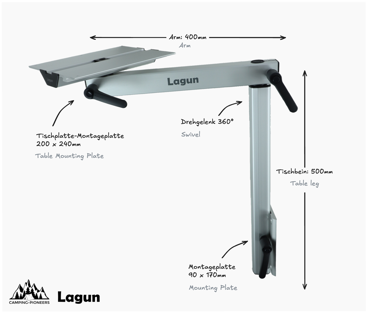 Lagun Tischgestell - flexibler Tisch für Wohnmobile &amp; Camper