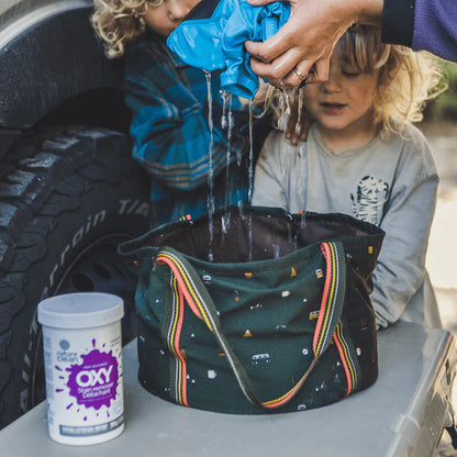 Folding bucket made of fabric in many designs, waterproof camping bucket