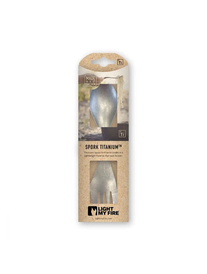 Spork Titanium - camping cutlery knife, fork, spoon spork all in one with protective bag
